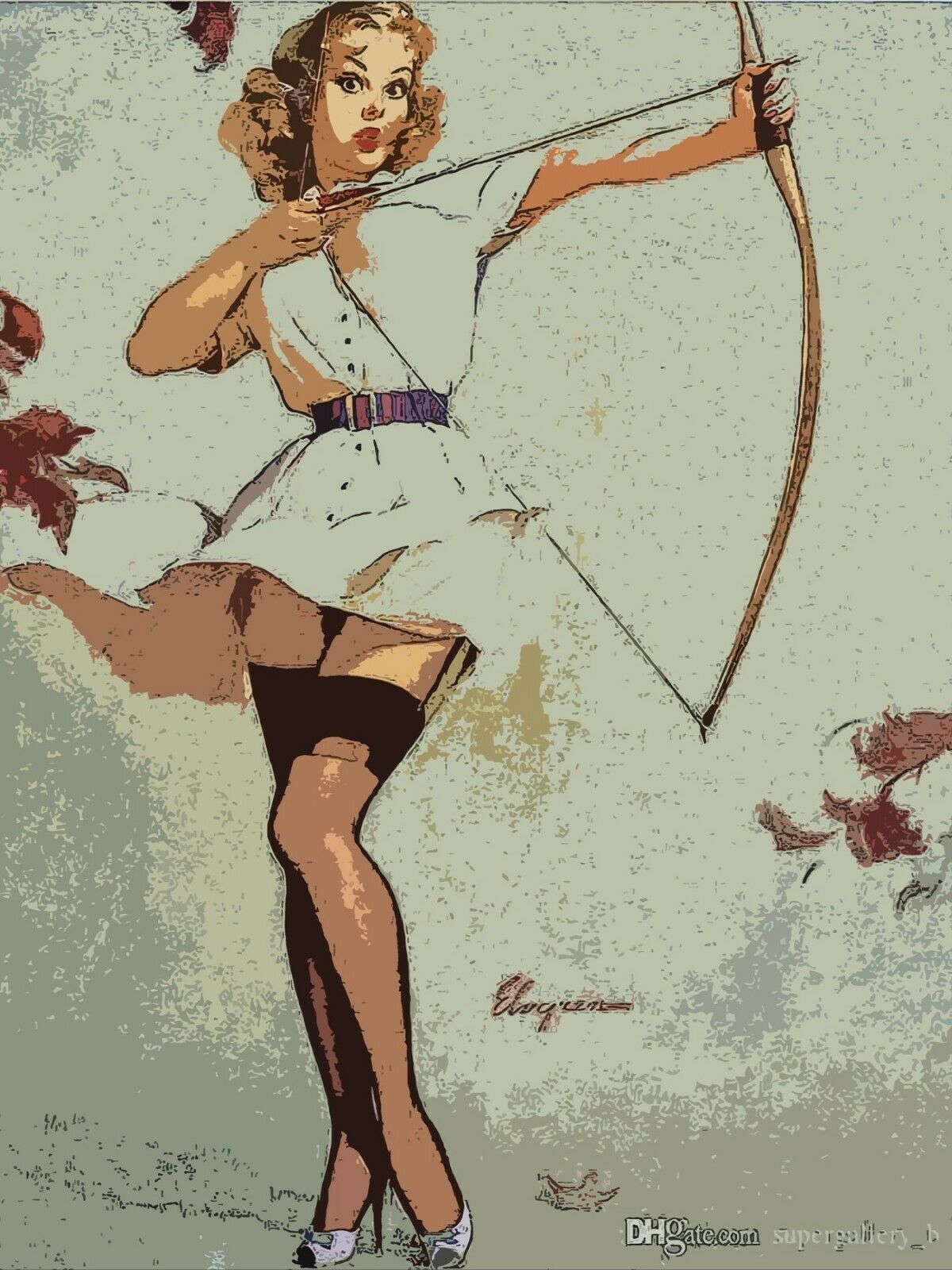 Decoration Poster.Home interior room design.Wall art.Archery retro Pinup.7307
