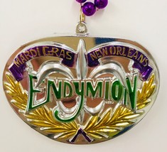 Mardi Gras Bead Necklace Large Emblem Krewe of Endymion New Orleans La 18&quot;  - £14.85 GBP