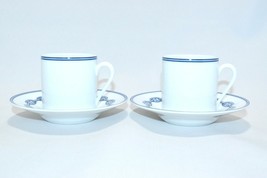 Hermes Chaine D&#39;Ancre mocha cup and saucer 2 sets blue espresso 371 - £265.82 GBP