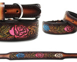 Padded Leather Hand Crafted Tooled Dog Collar 60FK52 - $48.40+