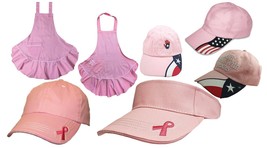 breast cancer awareness ribbon hat apron visor  hook and loop USA SELLER vintage - £3.95 GBP+