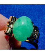 Earth mined Green Jadeite Jade Antique Engagement Ring 14k Solid Gold St... - $5,885.25