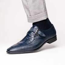 genuine crocodile and lizard dress monk strap Shoes Toluca Navy image 7