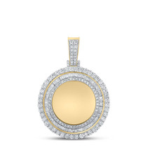 10kt Yellow Gold Mens Diamond Mirror Memory Circle Charm Pendant 2-1/2 Cttw - £1,707.66 GBP