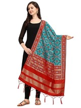 Women&#39;s scarf dupatta Silk Blend Patola ikkat Color Firozi Tree Free Shipping - £14.73 GBP