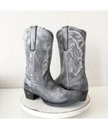 Lane SANDAGA Midi Womens Cowboy Boots 7.5 Cowgirl Western Black Gray Mid... - $227.70