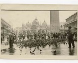 Crowd &amp; Pigeons Piazza San Marcos Photo Venice Italy 1930&#39;s St Marks Bas... - $17.80