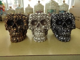 Skull Skeleton Collectable Figurine Statue Planter Bowl Halloween Resin ... - $18.60