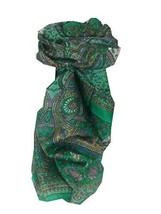 Mulberry Silk Traditional Long Scarf Reena Green by Pashmina &amp; Silk - £19.12 GBP