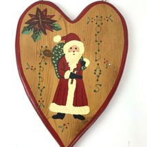 VTG 80s Wood Wall Hanging Christmas Santa Happy Holidays Sign Plaque handpainted - £19.86 GBP