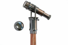 Black Antique Victorian Spyglass Telescope Handel Wooden Walking Stick Cane Gift - £37.37 GBP