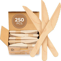 Disposable Wooden Knives Set of 250 Pcs - 100% Compostable Disposable Knives - £6.80 GBP
