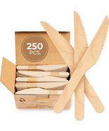 Disposable Wooden Knives Set of 250 Pcs - 100% Compostable Disposable Kn... - £6.69 GBP