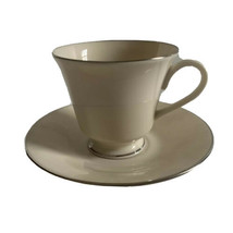 Lenox Maywood Cream Platinum Band Set of 6 Footed Cups and Saucers Made ... - £37.23 GBP