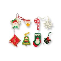 Plastic Canvas Christmas Ornaments Needlepoint Vintage Completed (Lot of 8) - $24.75