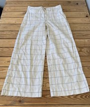 Madewell Women’s High Rise Wide Leg Check Pants Size 29Tall White M9 - £30.59 GBP