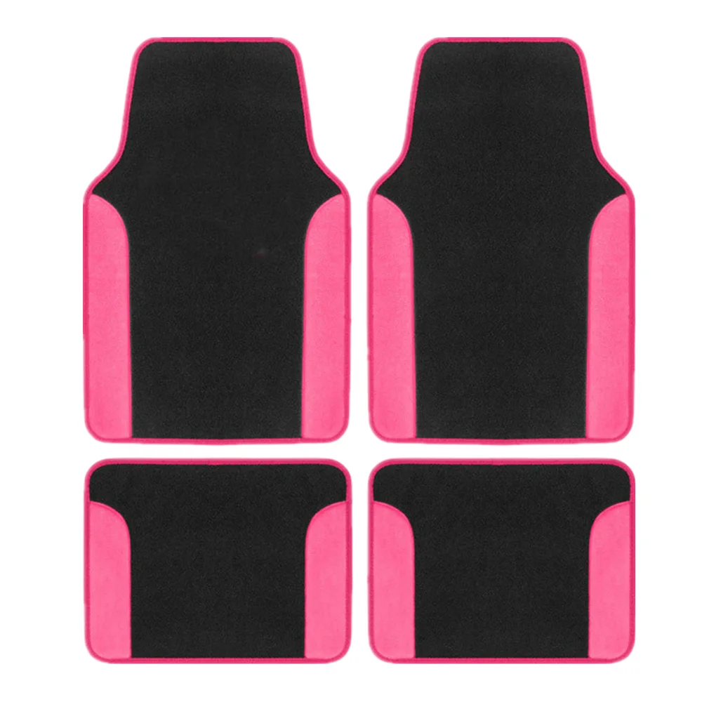 Pink Car Floor Mats Universal Carpet - Two-Tone Faux Leather Automotive Foot - £37.66 GBP