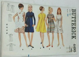 Vintage Butterick 4495 Womens Pleated Front Dress Sewing Pattern Craft 12 - £15.97 GBP