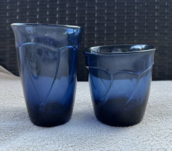 Noritake Sweet Swirl Cobalt Dark Midnight Blue Tumbler Water Juice Glasses Japan - £20.02 GBP