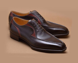 Dark Maroon Red Superior Leather Customized Oxford Men Lace Up Vintage Shoes - £119.89 GBP+