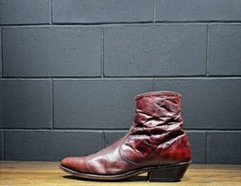 Vintage Red Brown Leather Western Zip Ankle Boots Men’s Sz 11.5 D - $54.96