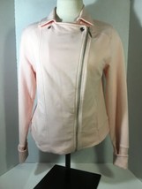 H By Halston French Terry Motorcylce Jacket Blush Front Zip  NEW Pink Si... - $27.54
