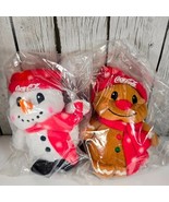 Lot of 2 Coca Cola Gingerbread &amp; Snowman Plush Set NIP 2009 Holiday Mascots - €20,95 EUR