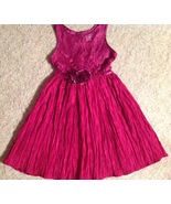 Emily West Girls Size 12 Party Dress Magenta Krinkle Skirt Sequin Accent - £14.01 GBP