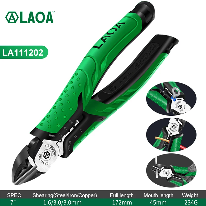 LAOA 7 Inch Multifunction Diagonal Pliers Wire Cutter Long Nose Pliers S... - $6,843.29 MXN