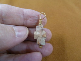 (CR502-49) 3/4&quot; Fairy Stone Pendant CHRISTIAN CROSS Staurolite Crystal GOLD - £16.16 GBP