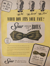 1946 Original Esquire Art WWII Era Art Advertisement Spur Jeweled Clip Bow Ties - £5.17 GBP