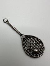 Large Vintage Sterling Silver Tennis Racket Necklace Pendant Size: 7.9 x 2.9 cm - £23.87 GBP