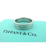 Tiffany &amp; Co Platinum Double Milgrain Flat Wedding Band Ring 6mm Size 7.... - $2,048.94 CAD