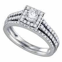 14k White Gold Round Diamond Bridal Wedding Ring Band Set 1 Ctw - £1,418.76 GBP