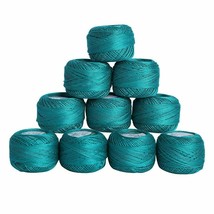 Red Rose Cotton Crochet Thread  Mercerized Knitting Yarn Sea Green Lot of 10 Pcs - £13.87 GBP