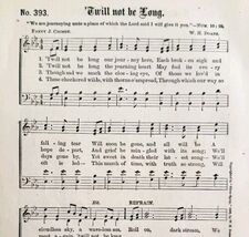1883 Gospel Hymn Twill Not Be Long Sheet Music Victorian Religious ADBN1hhh - $11.99