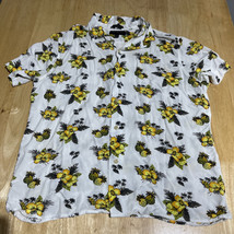 Banana Republic Tropical Floral Pineapple Button Down Short Sleeve Size L - $15.36