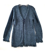Derek Heart Cardigan Sweater Womens Size M Thigh Length Tie Front Blue F... - £9.86 GBP