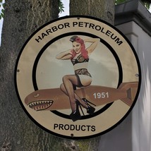 Vintage 1951 Harbor Petroleum Products Gasoline Porcelain Gas &amp; Oil Pump Sign - £99.79 GBP