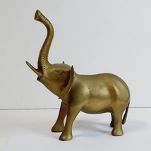 Vtg Solid Brass Elephant Large Trunk Up 8&quot; Collectible Korea Good Luck Figurine - £13.52 GBP