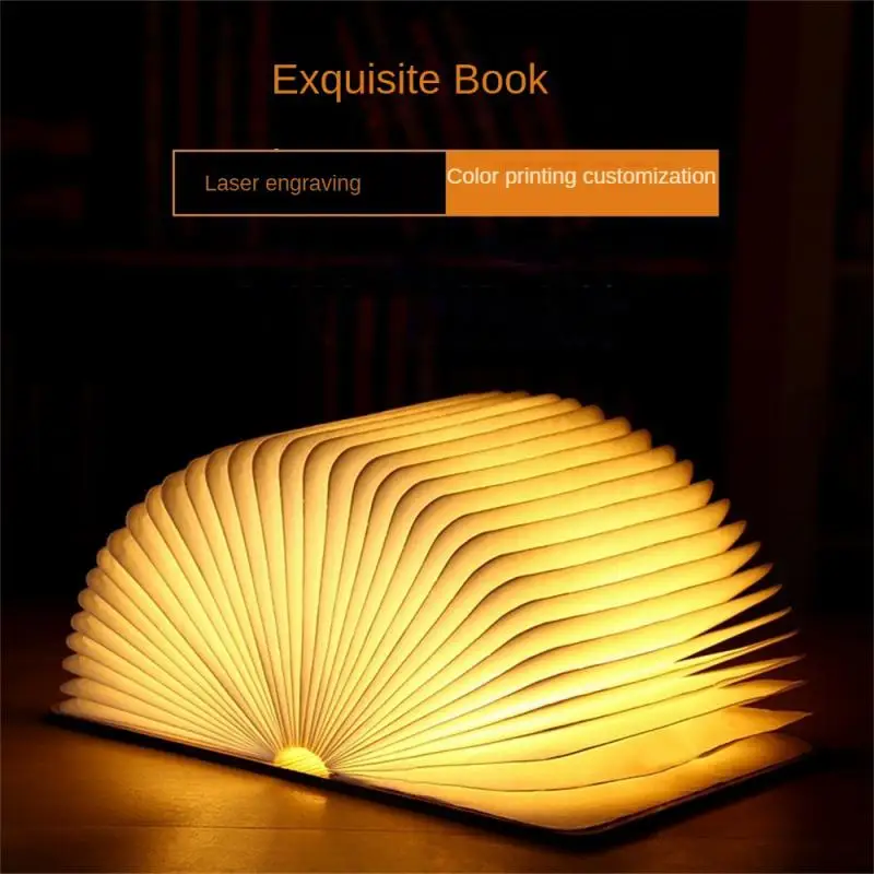 Portable 3 Colors 3D Creative LED Book Night Light Wooden 5V USB Recharg... - $17.96+