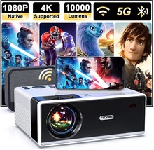 Wi-Fi And Bluetooth Projector, Native 1080P Projector With 4K Support,, White. - £238.95 GBP