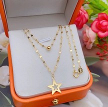 18ct Solid Gold Horizon Star Sequin Kiss Chain Necklace, 18K, Au750, gift, shiny - £177.70 GBP