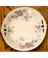 Porcelain Cake Plate Open Tab Handle Germany Roman V mark Pink Roses Tab... - €13,71 EUR
