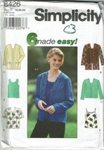 Simplicity Sewing Pattern 8426 Cardigan Sweater Tank Top Camisole Misses... - $9.74