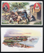 Lot of 2 Prudential Insurance Jamestown Settlers Attacked by Indians Ad Postcard - £9.62 GBP
