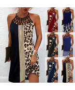 Fashion Print Dress Casual Halterneck Dresses For Women Summer Clothes - £7.80 GBP+
