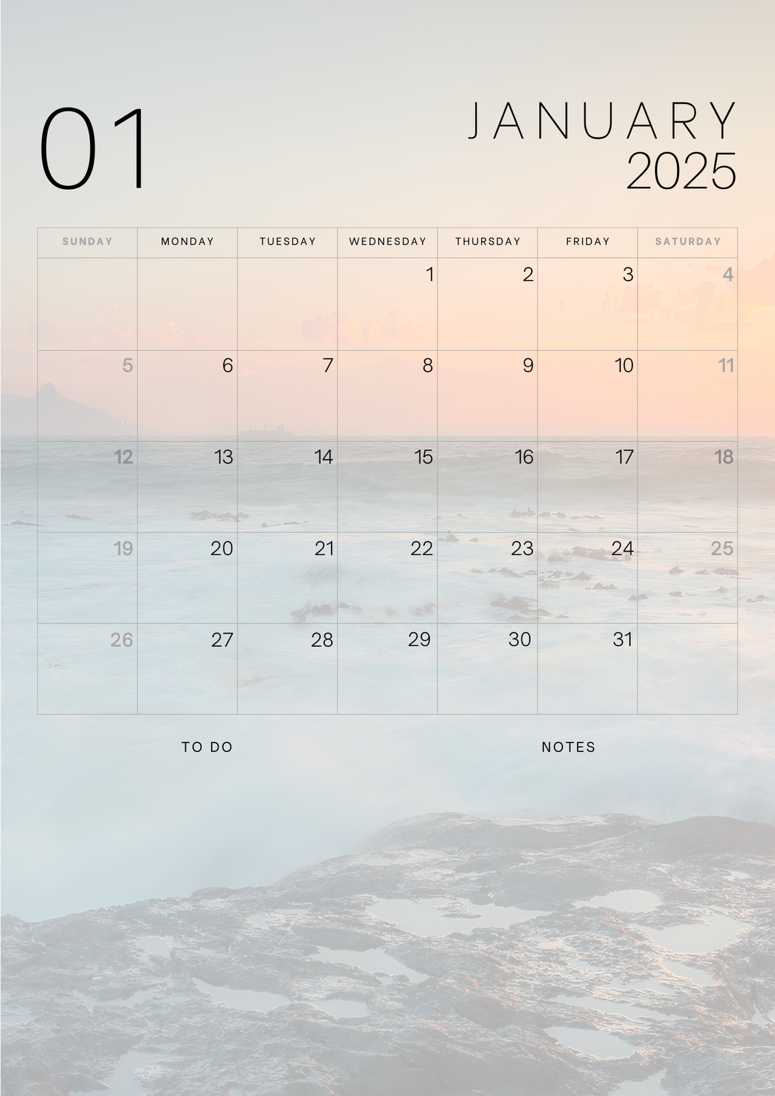 Beautiful 2025 calendar and planner, one month view, with nature scenes - $3.92