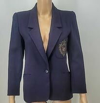 Saks Fifth Avenue Womens Wool Blazer Jacket Embroidered Chest, Size 2/Pu... - £55.63 GBP+