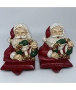 1 Vintage Cast Iron Santa Claus Christmas Stocking Holder Hanger Folk Ar... - $21.95